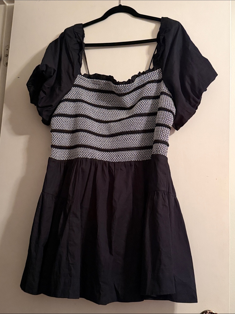 ✨New✨ By Anthropologie Puff-Sleeve Square-Neck Smocked Mini Dress